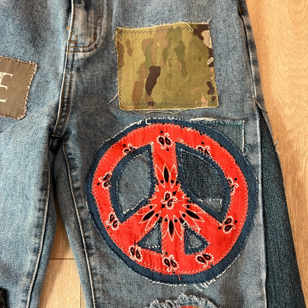 Upcycled Embellished Bohemian Patchwork Flare Jeans - Picture 5 of 10